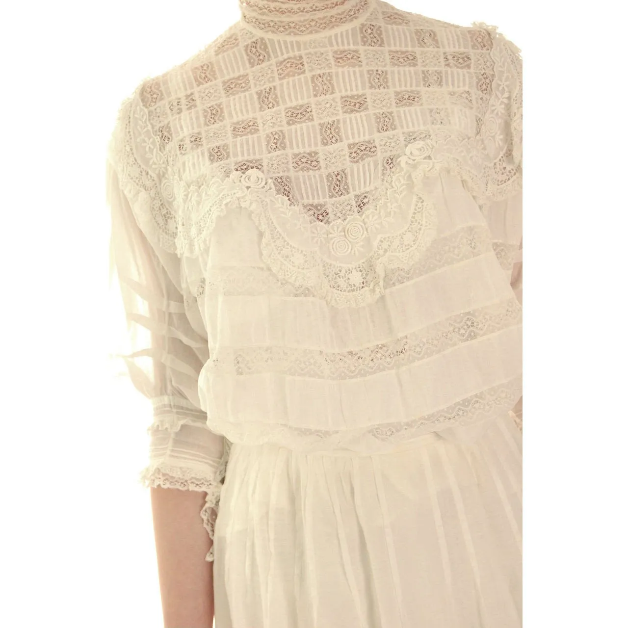 Victorian White Lawn  Lace Fancy Ladies Summer/Wedding  Dress 34-20-Free