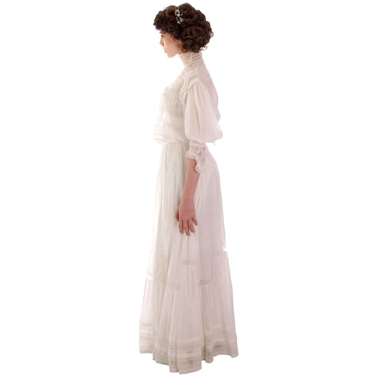 Victorian White Lawn  Lace Fancy Ladies Summer/Wedding  Dress 34-20-Free