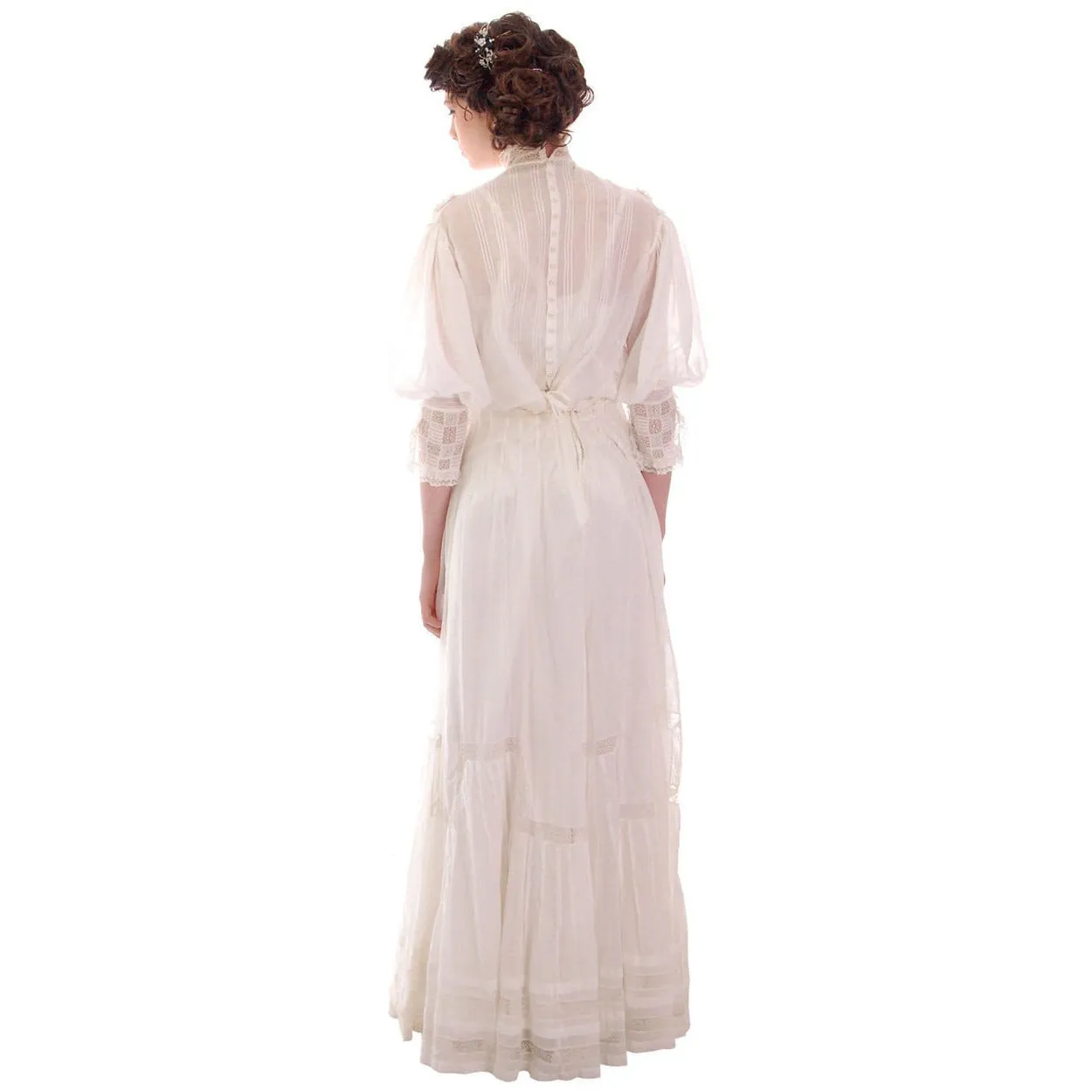 Victorian White Lawn  Lace Fancy Ladies Summer/Wedding  Dress 34-20-Free
