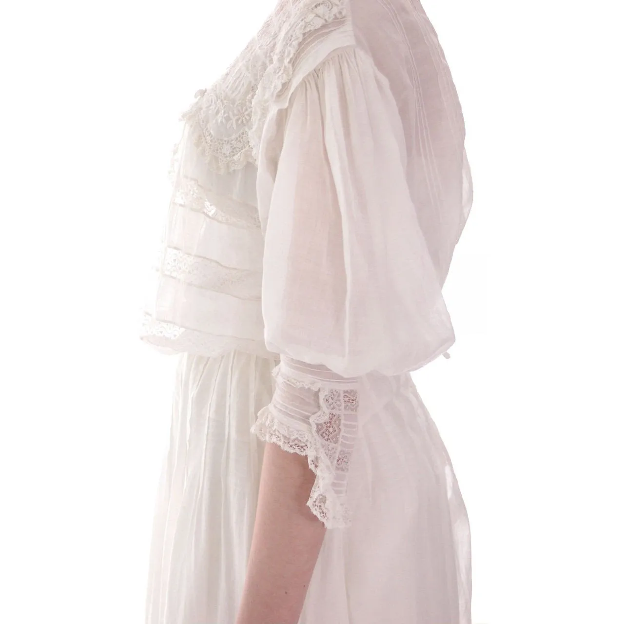Victorian White Lawn  Lace Fancy Ladies Summer/Wedding  Dress 34-20-Free