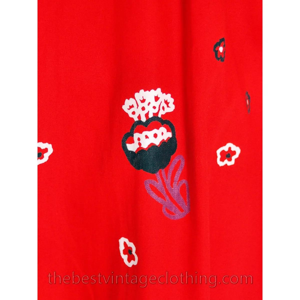 Vintage 1970s Dress Pia & Paula Maxi Fab Red Print 38/UK 12/US 8-10