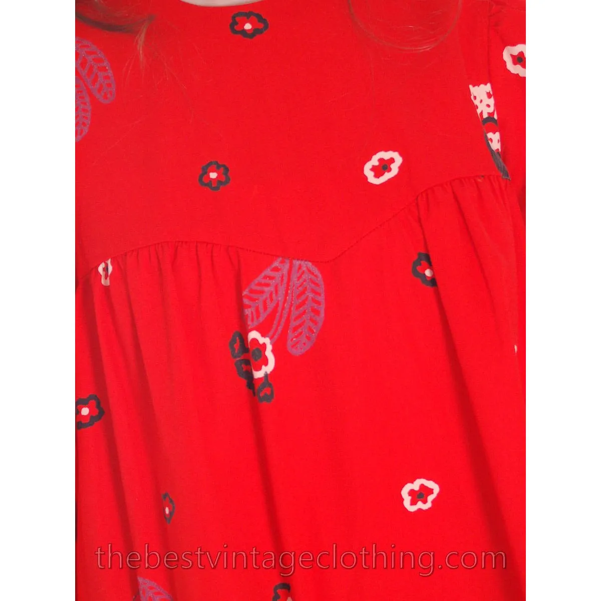 Vintage 1970s Dress Pia & Paula Maxi Fab Red Print 38/UK 12/US 8-10