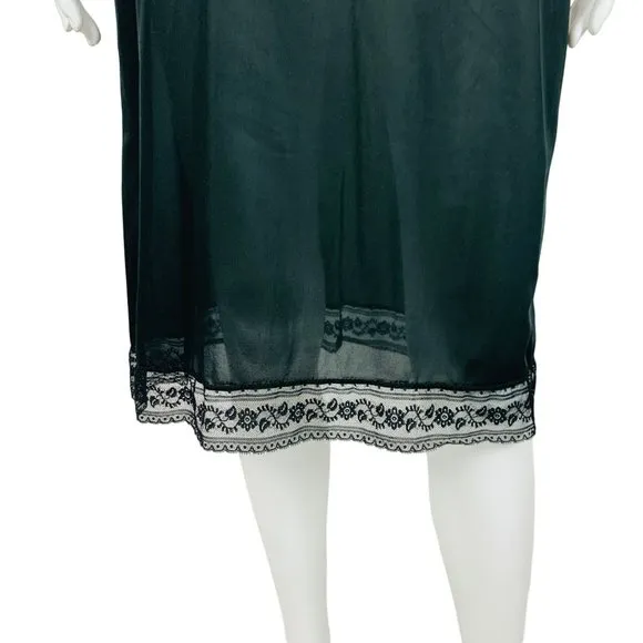 Vintage 50s Black Slip Nylon Lace Trim Lingerie Dress