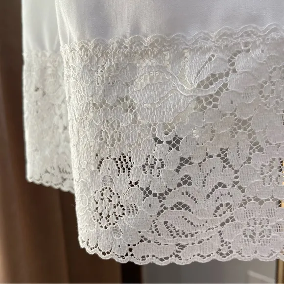 Vintage 50s Henson Kickernick White Farmhouse Lace Trimmed Full Slip Dress SZ 38