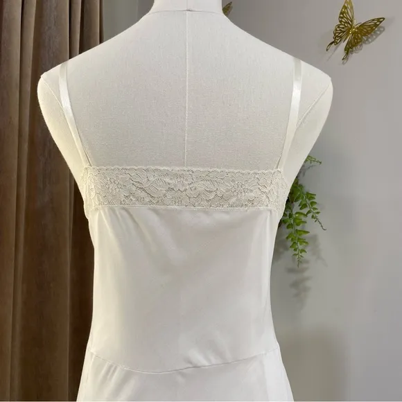 Vintage 50s Henson Kickernick White Farmhouse Lace Trimmed Full Slip Dress SZ 38