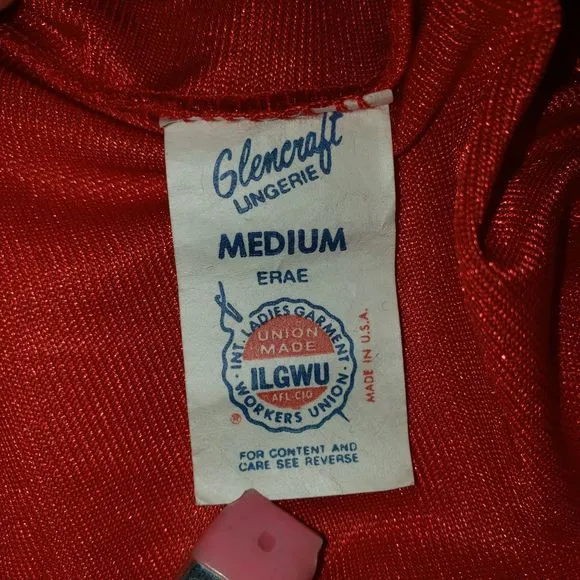 Vintage 70's GLENCRAFT Red Lace Nightgown Womens Size Medium