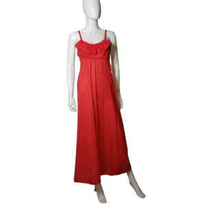 Vintage 70's GLENCRAFT Red Lace Nightgown Womens Size Medium