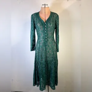 Vintage 80s/90s All That Jazz Lace Dress Forest Green Size S/M