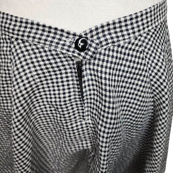 Vintage 90s Mini Lace Trim Gingham Flare Skater Skirt Womens Size M Black