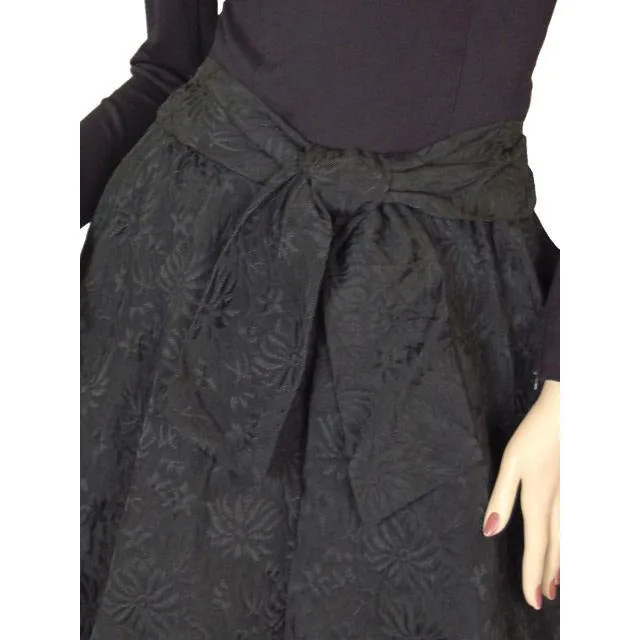 Vintage Black Jersey Dress W/Textured Brocade Skirt Nan Wynn 1950s 36-24-Free
