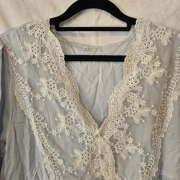 Vintage Blue Lace Bib and Trim Nightgown