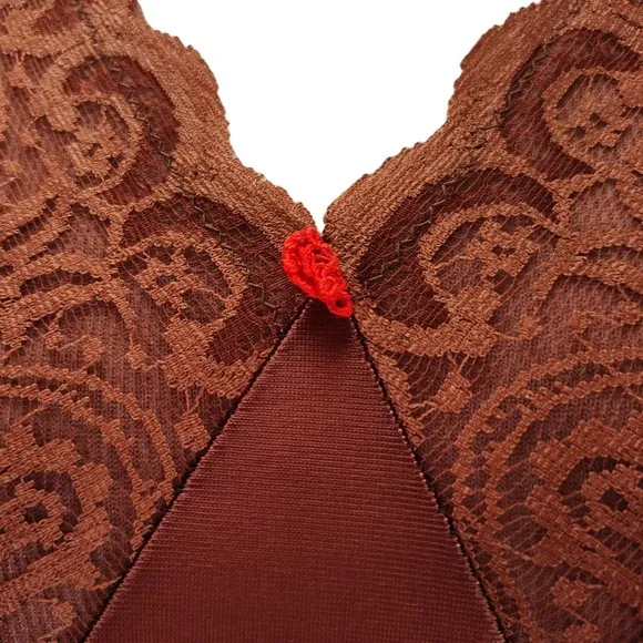 Vintage Bronze Nylon Full Slip Size S/M A Line Lace Trim Made in Poland 60s 70s