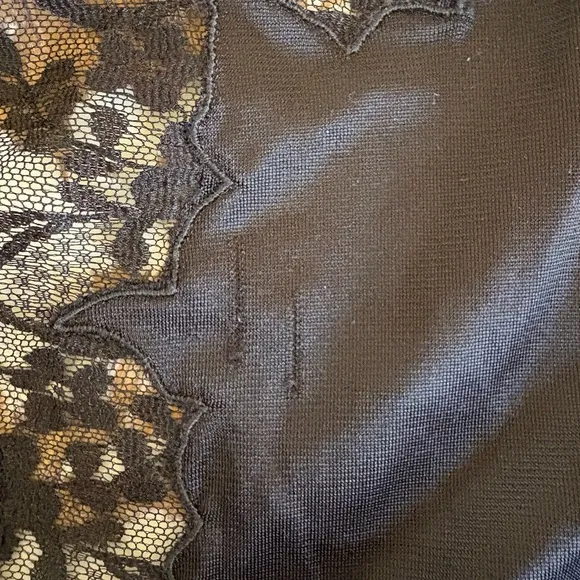 Vintage Contessa Black Lace Nylon Slip Nightgown
