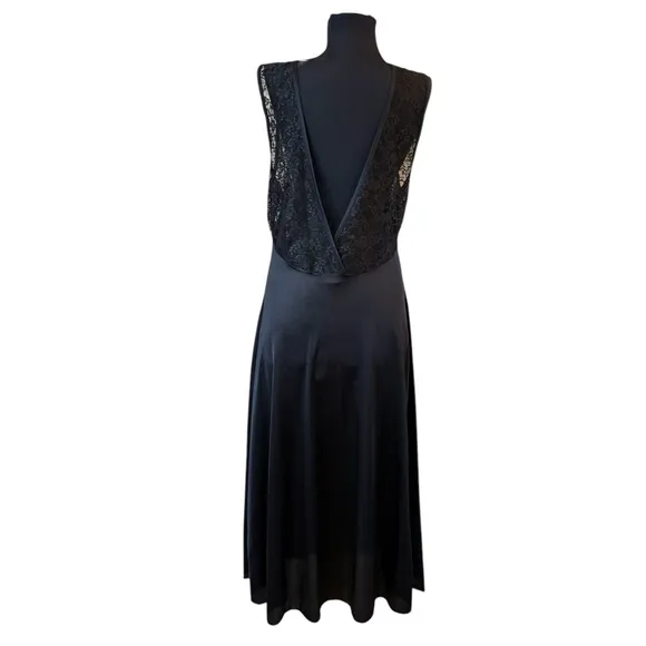 Vintage Contessa Black Lace Nylon Slip Nightgown