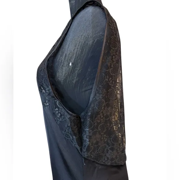 Vintage Contessa Black Lace Nylon Slip Nightgown