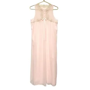 Vintage Gossard Artemis Long Nightgown Pink Size Medium Chiffon Nylon Lace Sheer