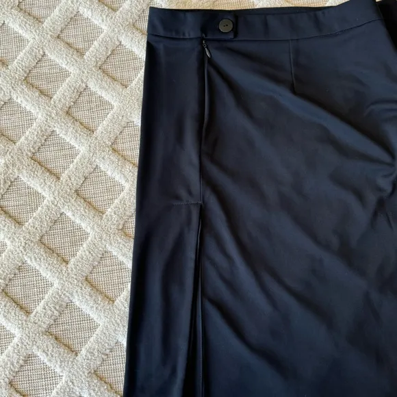 Vintage Kenneth Cole Black Jersey Knit Skirt Size M Side Slits With Lace Details