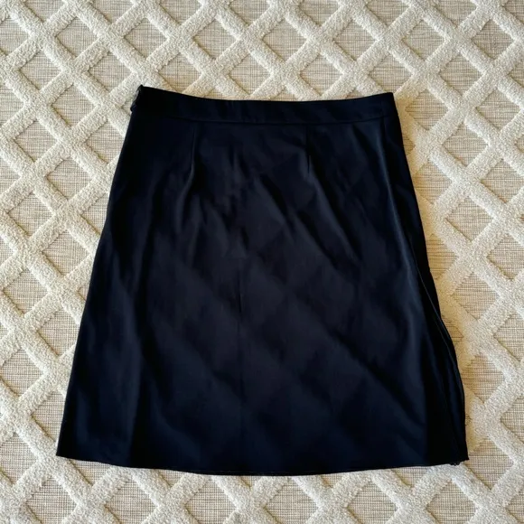 Vintage Kenneth Cole Black Jersey Knit Skirt Size M Side Slits With Lace Details
