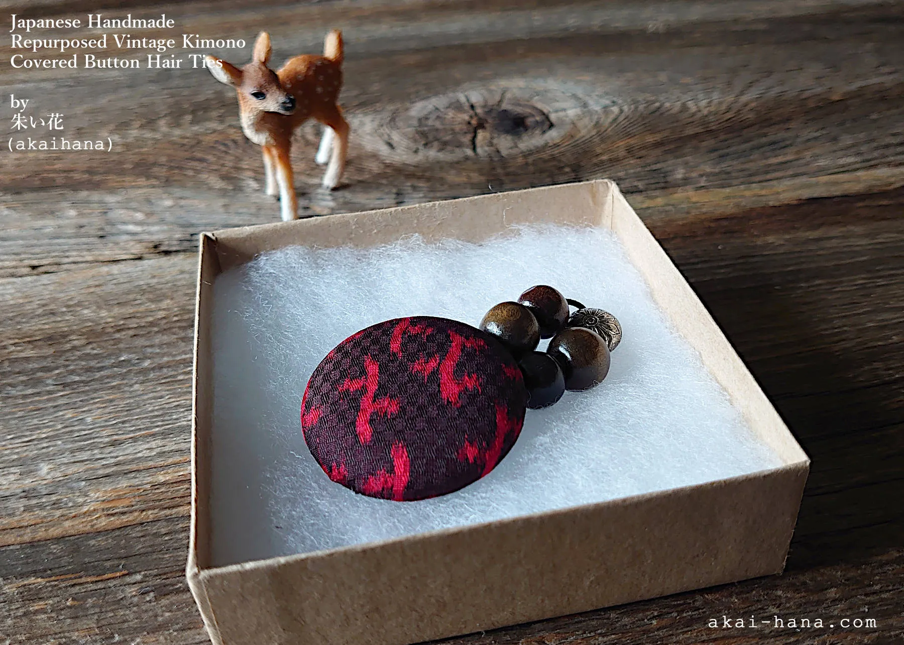Vintage Kimono Covered Button Hair Ties, phvk0004