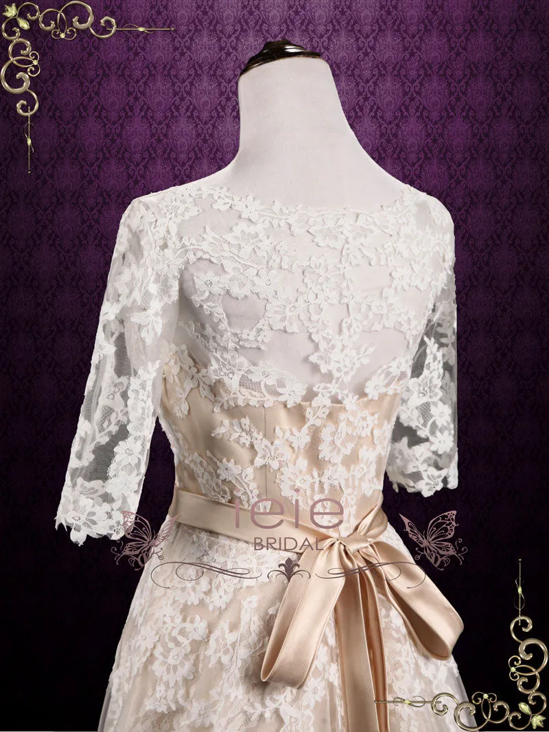 Vintage Lace Wedding Dress with Lace Sleeves ASHTON