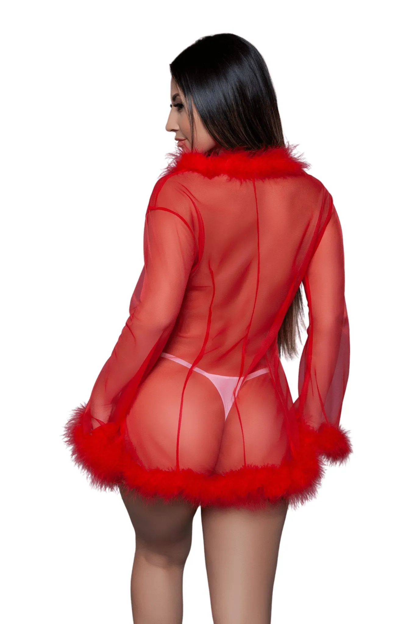 Vintage Look Marabou Short Robe