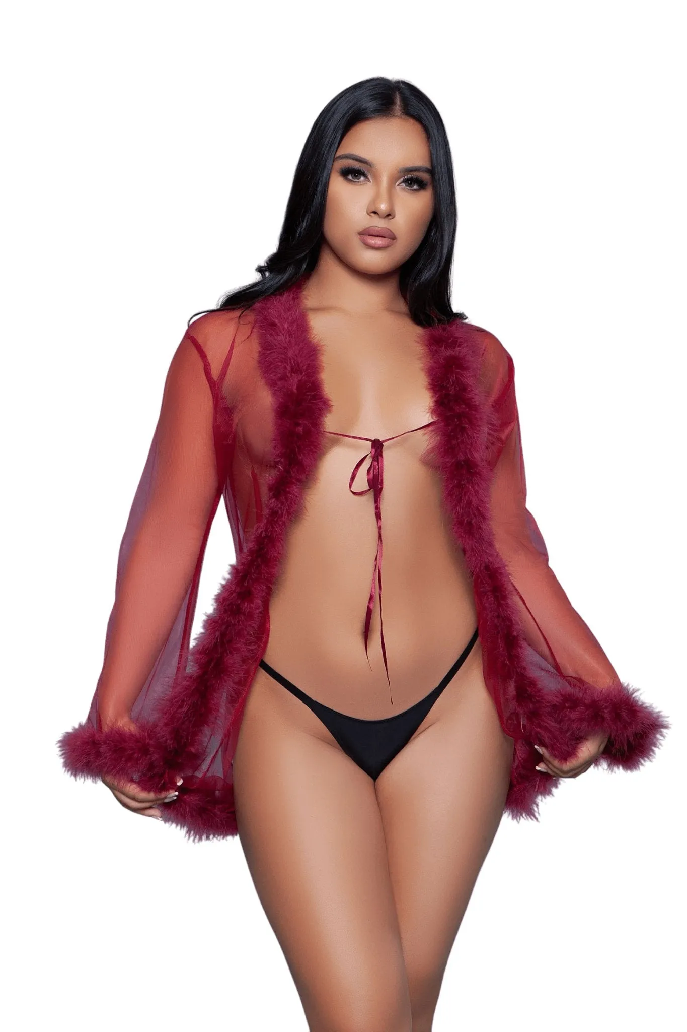 Vintage Look Marabou Short Robe