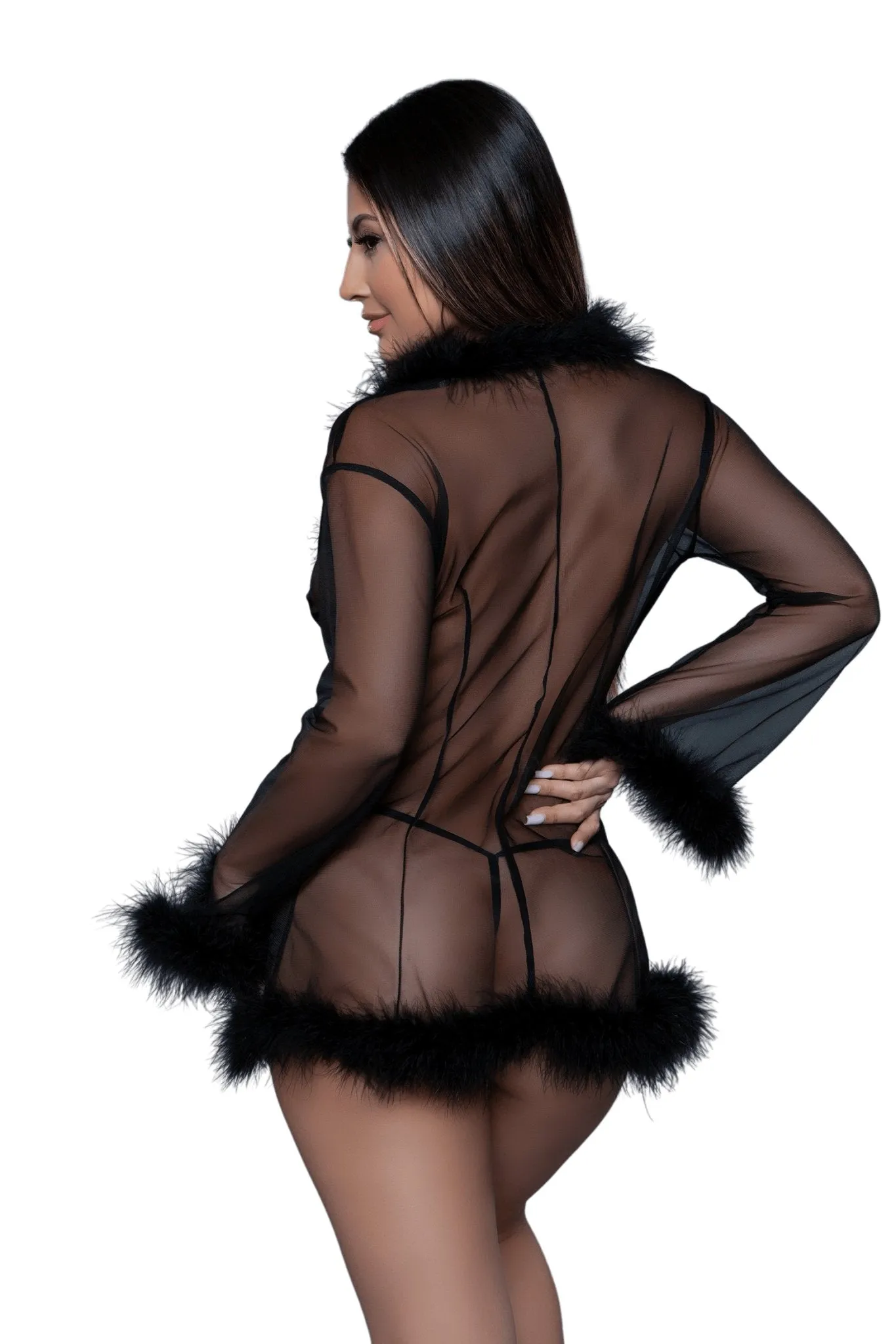 Vintage Look Marabou Short Robe