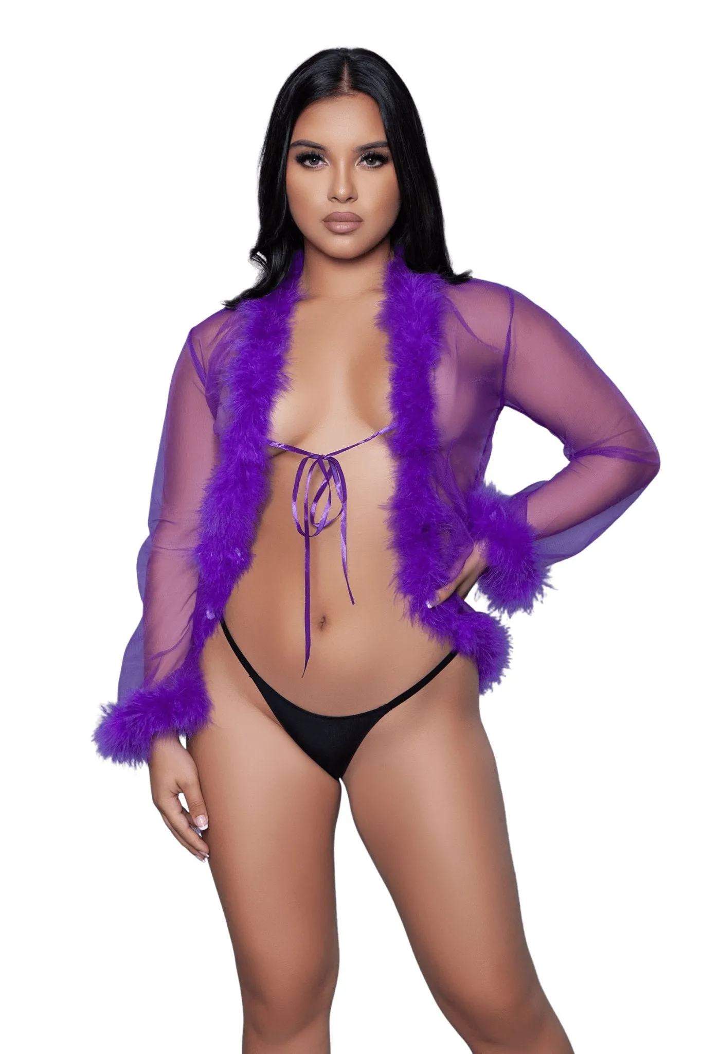 Vintage Look Marabou Short Robe