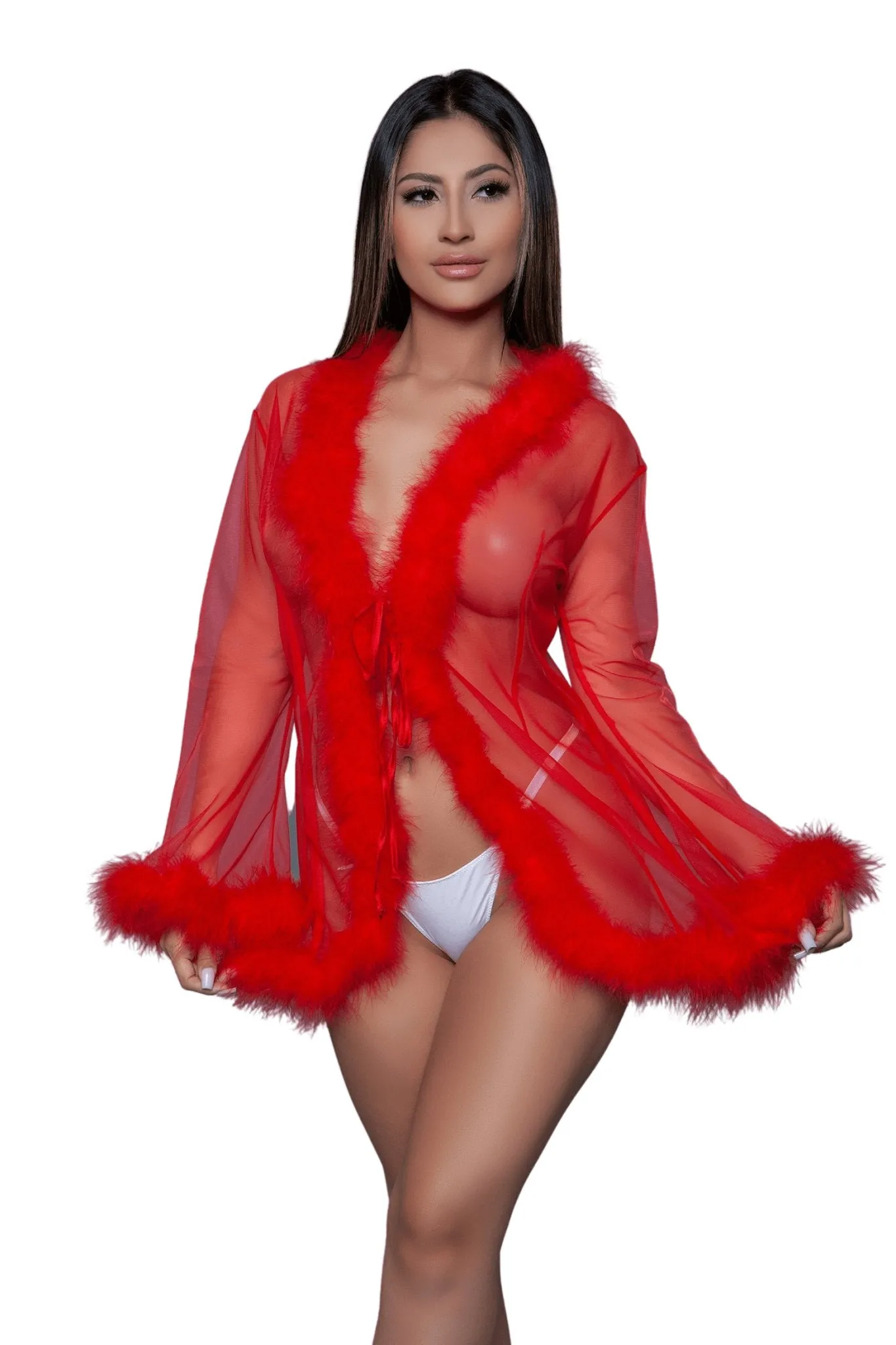 Vintage Look Marabou Short Robe