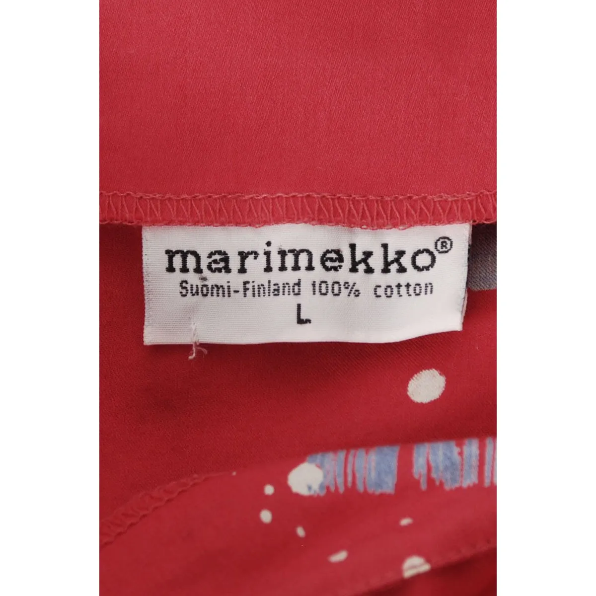 Vintage Marimekko Maxi Dress Huge Shoulders  Red Abstract Print Ultra 1980s  Sz L