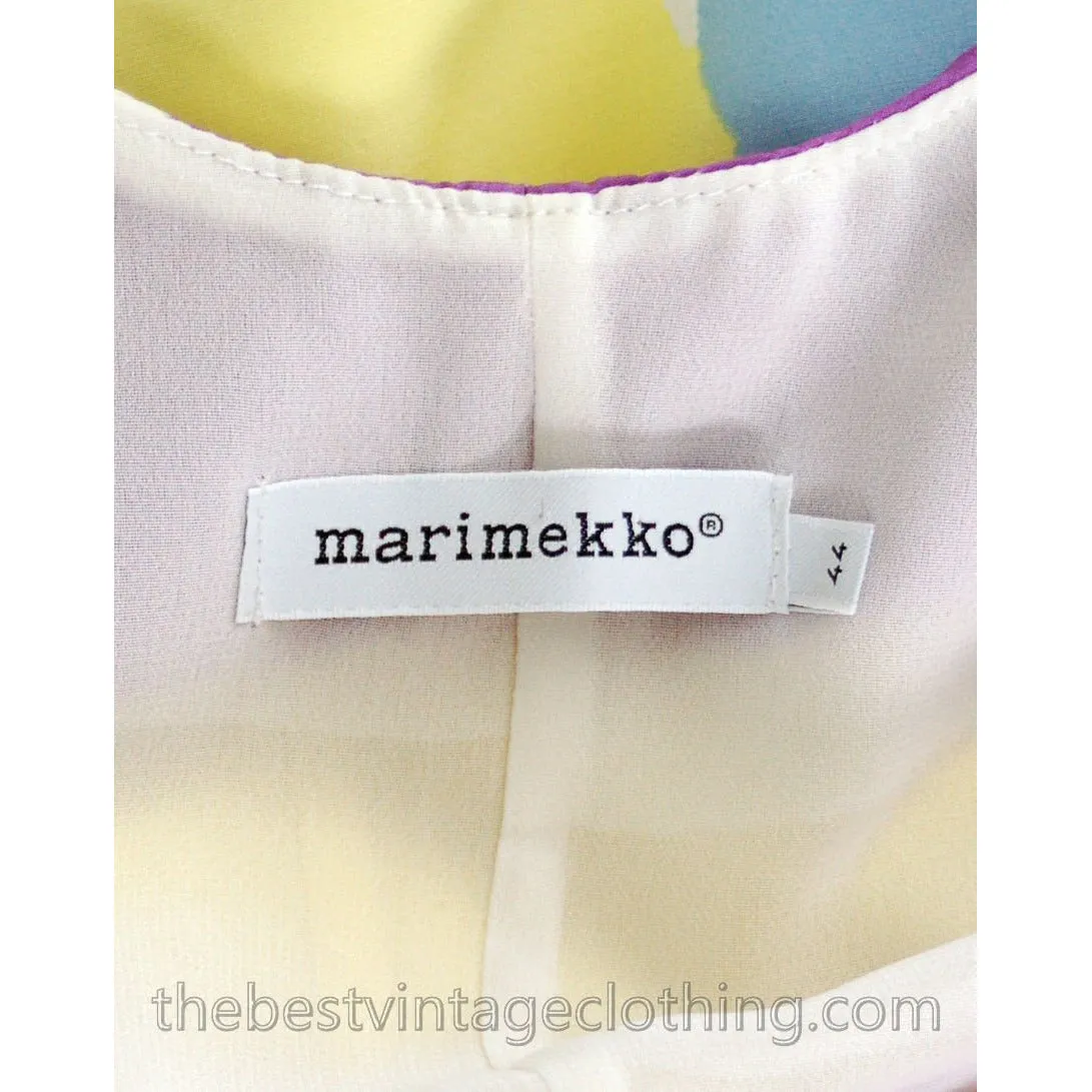 Vintage Marimekko Silk Blend Tent Dress & Cape Jacket 44/M Abstract Letter Print