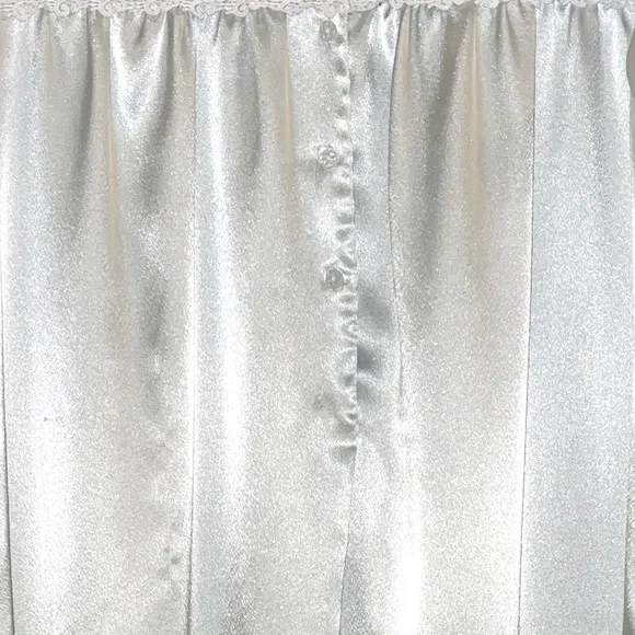 Vintage Oscar de la Renta‎ Soft Green Lace Embroidered Satin Long Nightgown