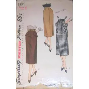 Vintage Simplicity Sewing  Pattern #3330 Pencil Skirt 1960S