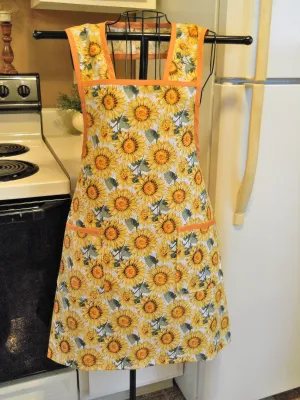 Vintage Style Apron with Sunflowers in Large