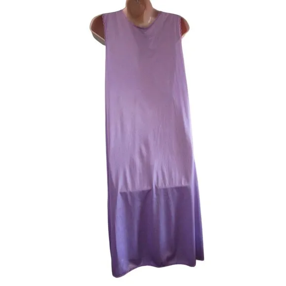Vintage Vassarette Lavender Nightgown Ladies L Lace Nylon USA Made