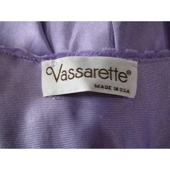 Vintage Vassarette Lavender Nightgown Ladies L Lace Nylon USA Made