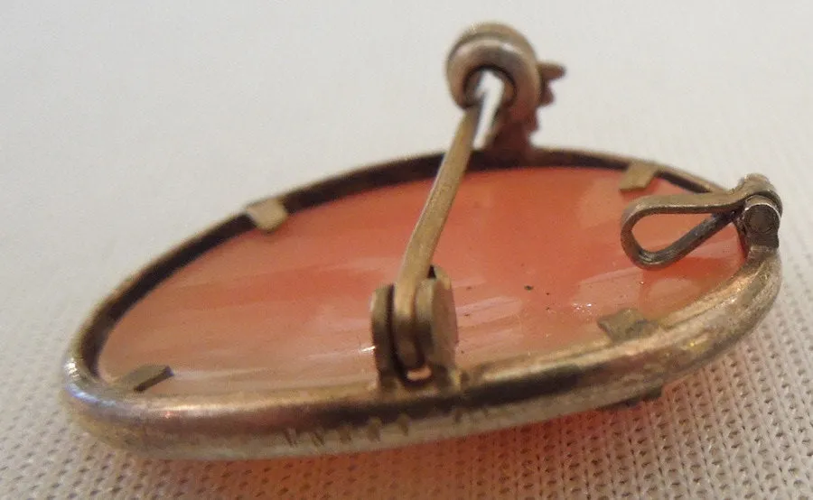 Vintage Victorian Style Shell Cameo Brooch Pendant