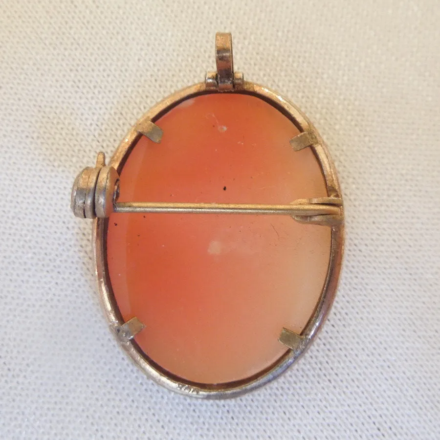 Vintage Victorian Style Shell Cameo Brooch Pendant