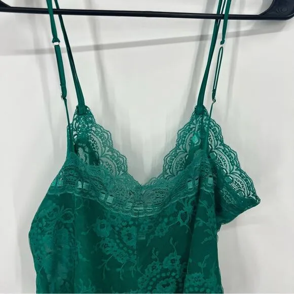 Vintage Victoria’s Secret Gold Label Green Lace High Cut Teddy Bodysuit Large