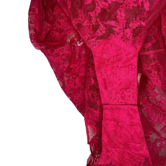 Vintage Victoria’s Secret Gold Label Lace Pink Teddy Bodysuit Button Front