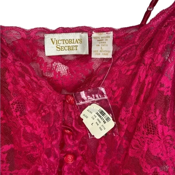 Vintage Victoria’s Secret Gold Label Lace Pink Teddy Bodysuit Button Front