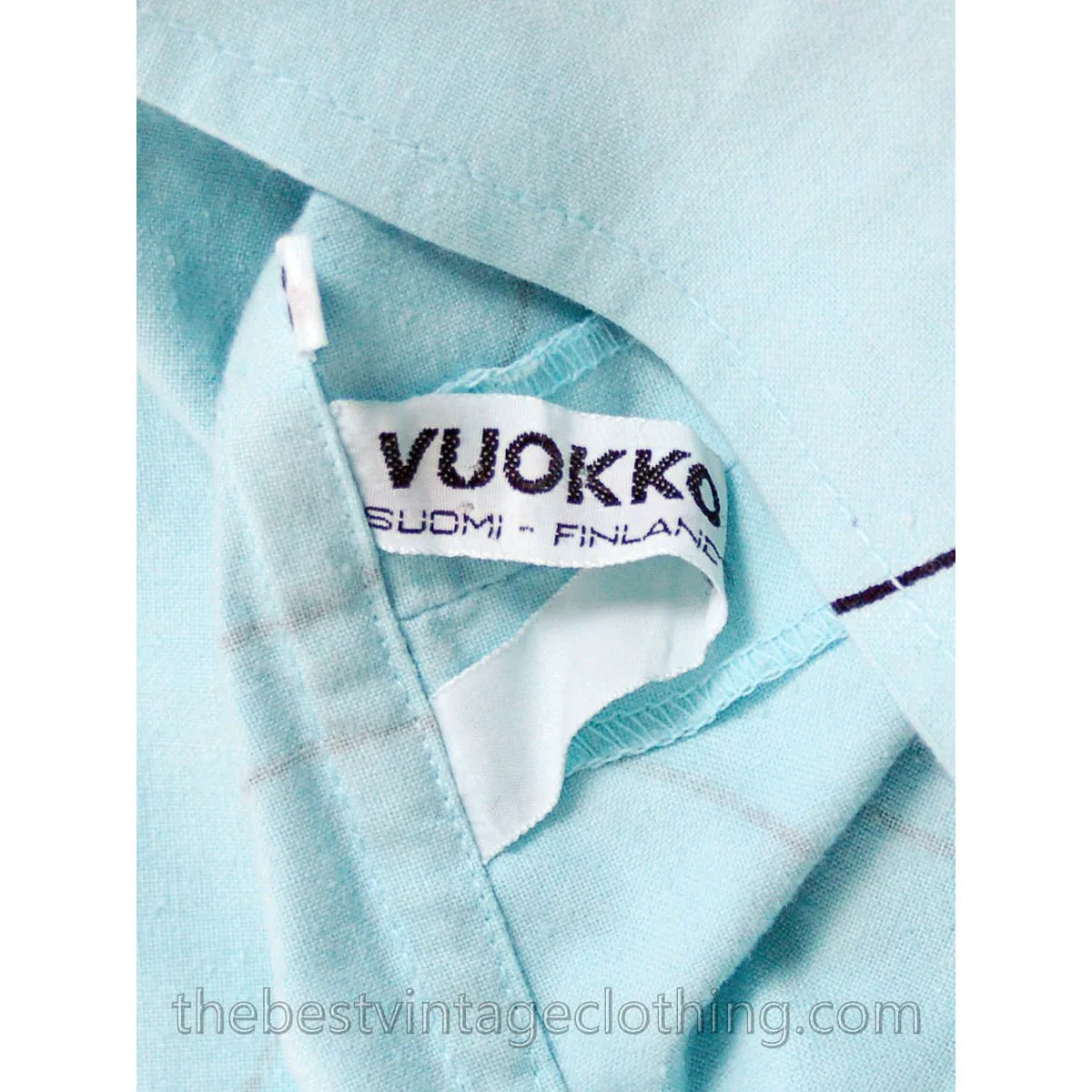 Vintage Vuokko Blue Circles Designer Gown Funnel Neck Hoodie 1960s 38/8