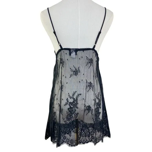 Vintage Y2K Frederick’s of Hollywood Witchy Black Lace Babydoll Lingerie Size L