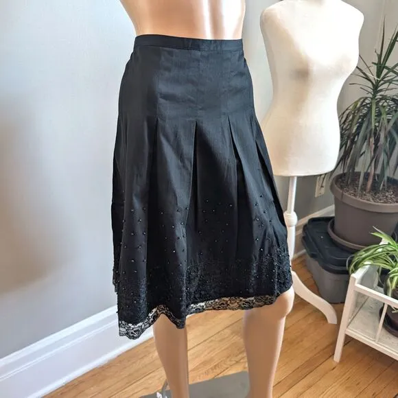 Vintage Y2K WDNY Mini Skirt Beaded Pleated Coquette Whimsygoth Plus Size 14