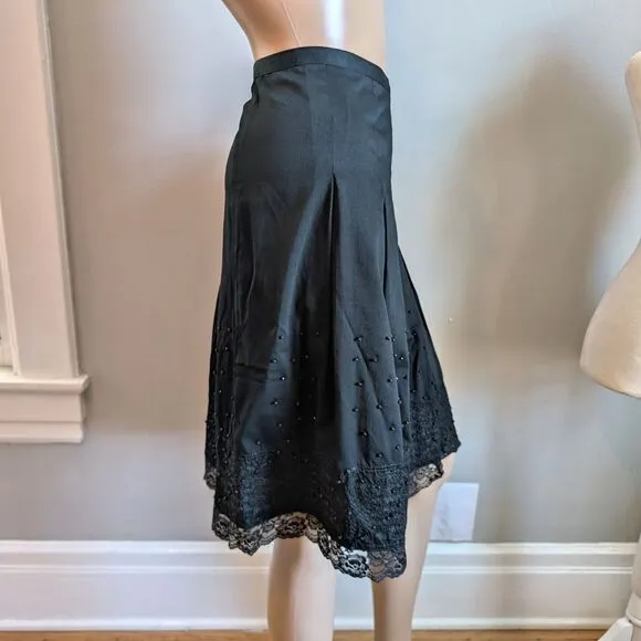 Vintage Y2K WDNY Mini Skirt Beaded Pleated Coquette Whimsygoth Plus Size 14