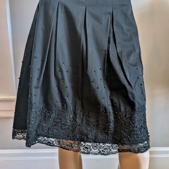 Vintage Y2K WDNY Mini Skirt Beaded Pleated Coquette Whimsygoth Plus Size 14