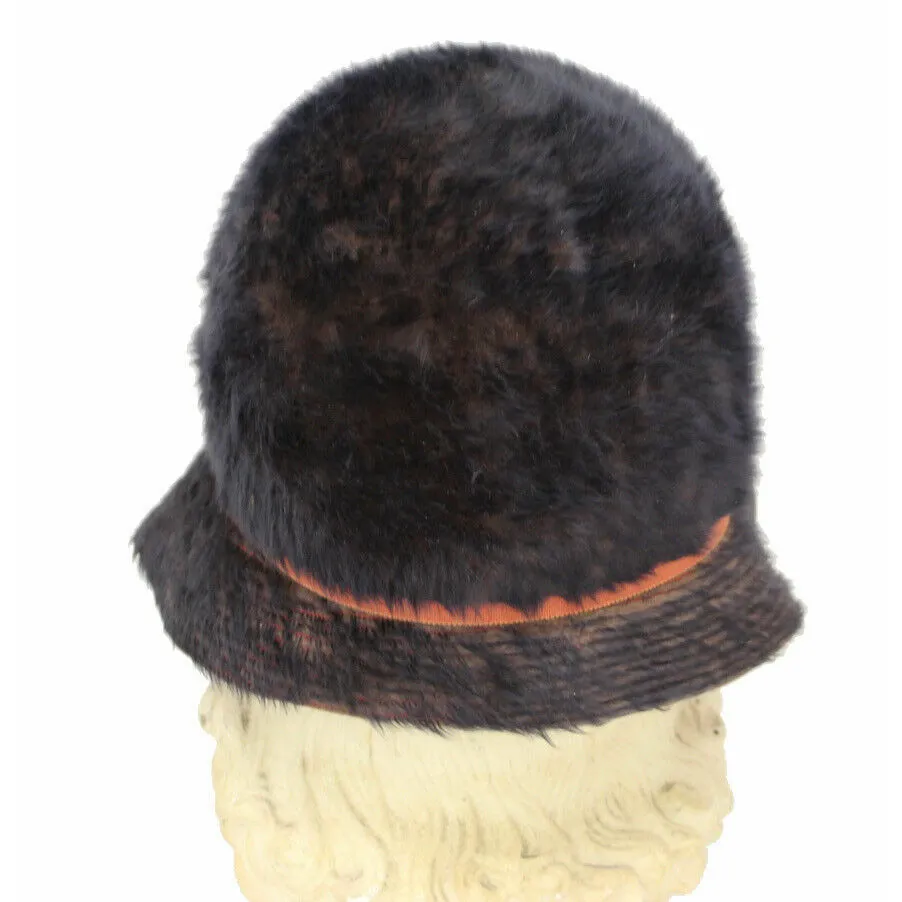 VTG 1960's Miss Carnegie / Hattie Carnegie MOD Bucket Hat Brown Fur Rust S/M