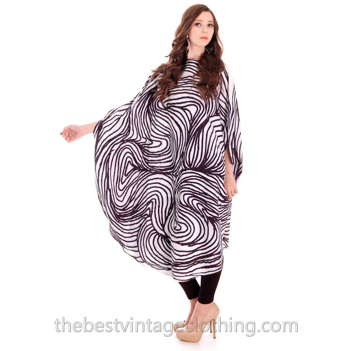 Vuokko Myllynkivi  Vintage 1964 Circle Dress Abstract Black & White Print Iconic Free Size