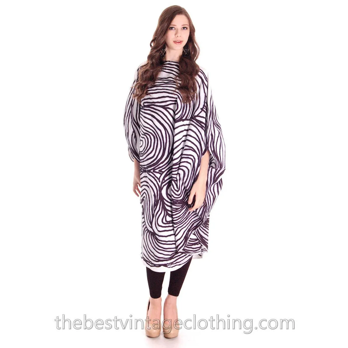 Vuokko Myllynkivi  Vintage 1964 Circle Dress Abstract Black & White Print Iconic Free Size