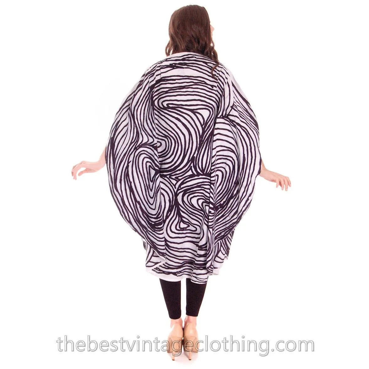 Vuokko Myllynkivi  Vintage 1964 Circle Dress Abstract Black & White Print Iconic Free Size